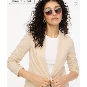 J.Crew $158 Petite Relaxed Linen Blend Blazer Dusty Ivory Size P10 BZ018